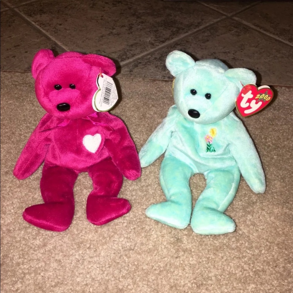 Ty Beanie Babies Ariel The Bear Ty Beanie and Valentina The Bear